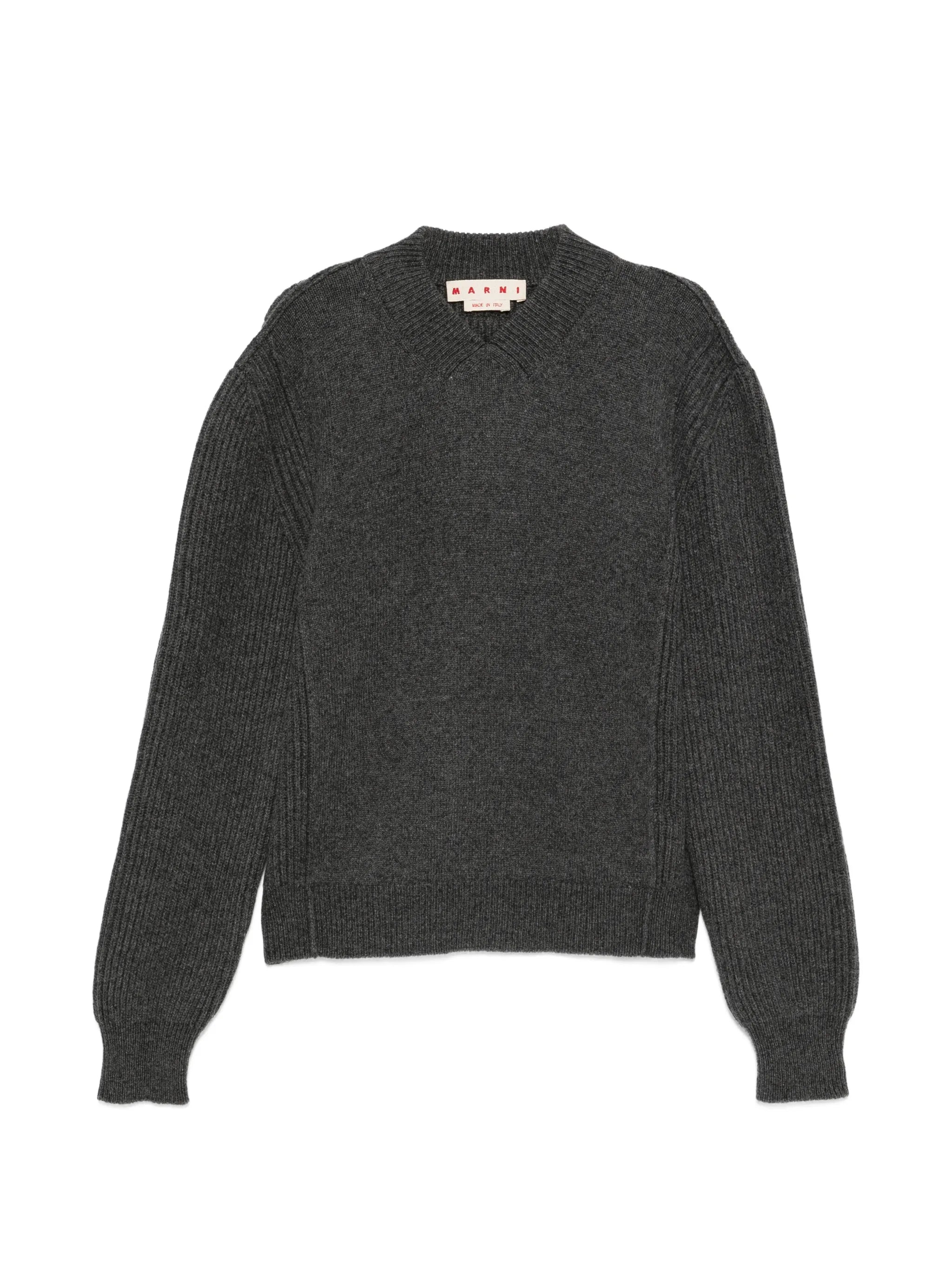 logo-patch V-neck sweater