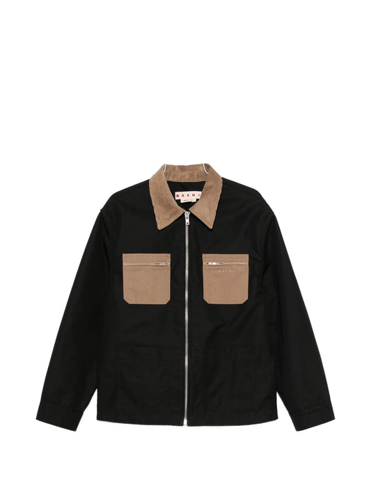 contrast-collar patch-pocket jacket