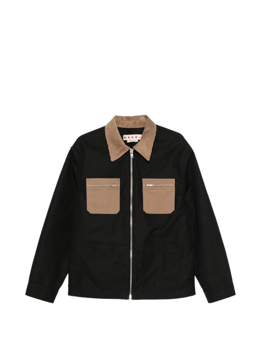 contrast-collar patch-pocket jacket