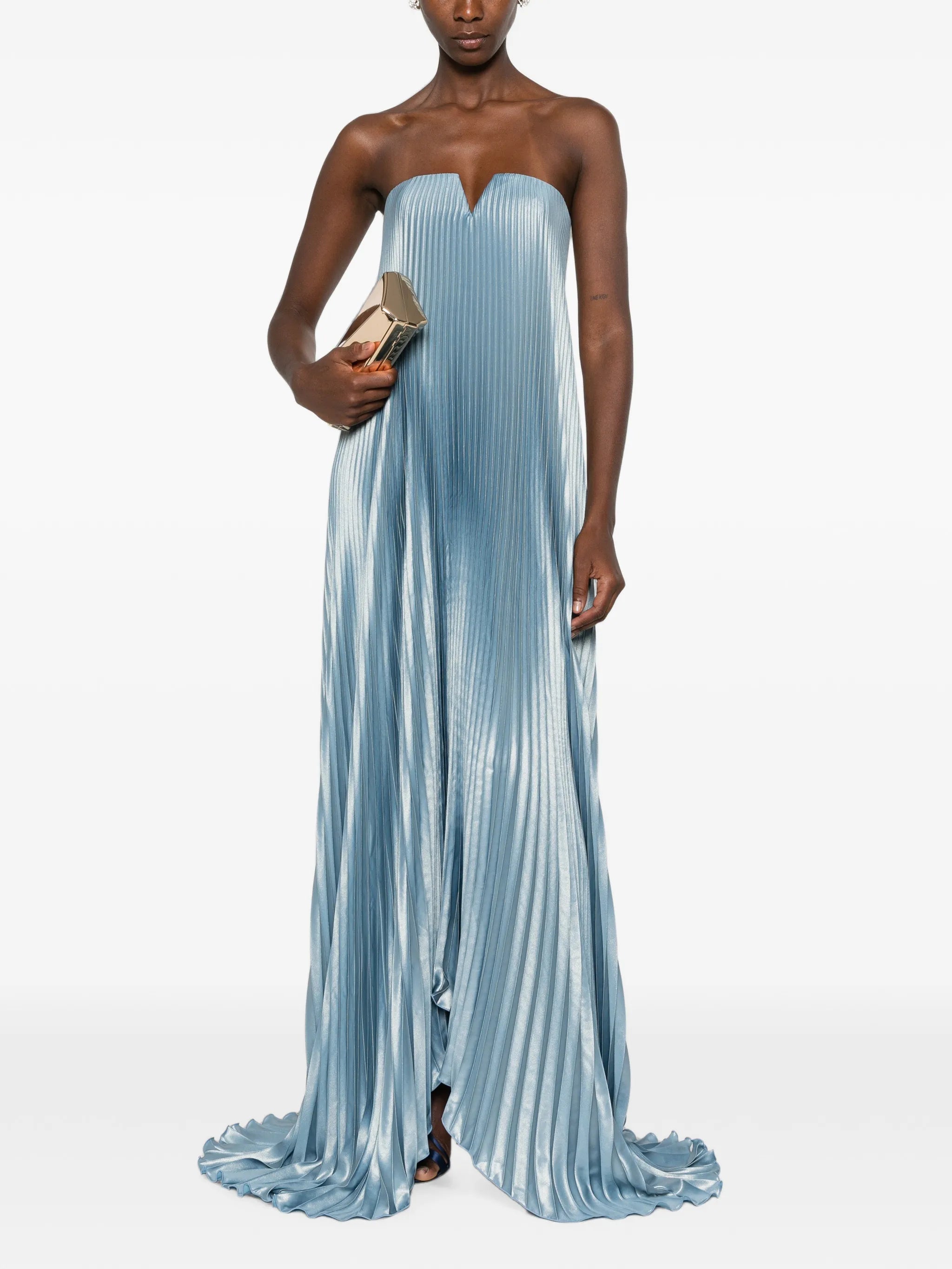 Black Tie pleated strapless maxi dress