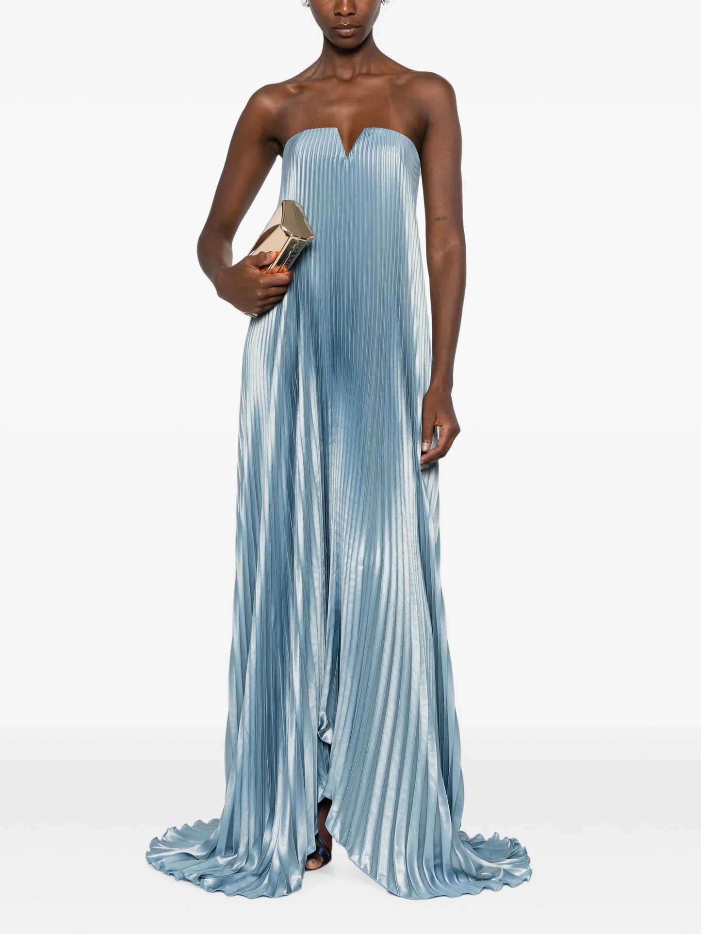 Black Tie pleated strapless maxi dress