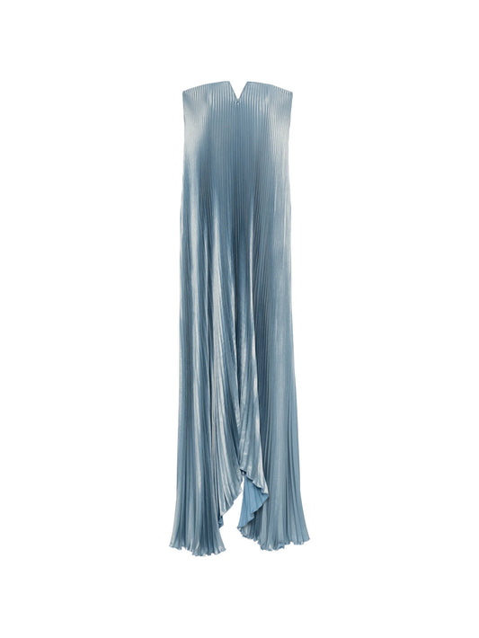 Black Tie pleated strapless maxi dress