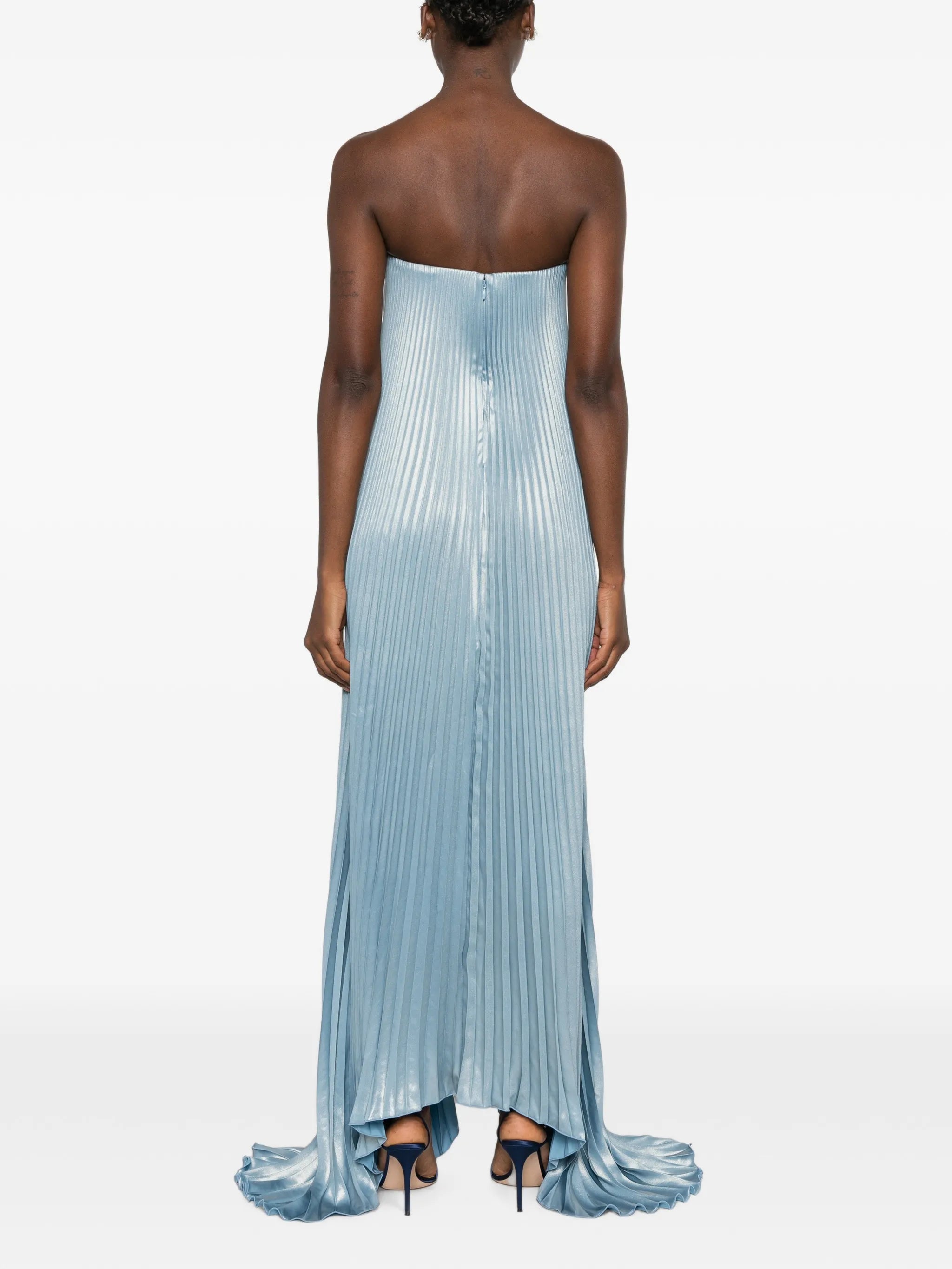Black Tie pleated strapless maxi dress
