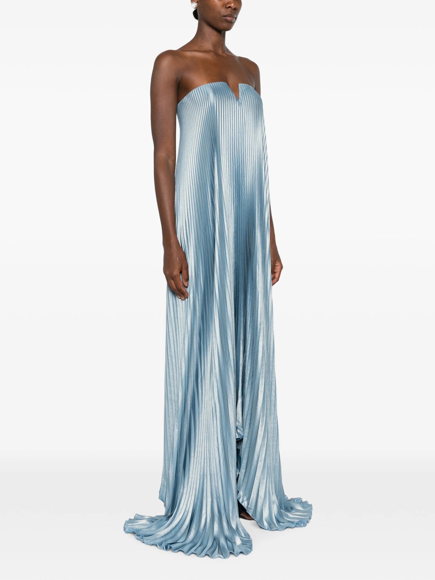 Black Tie pleated strapless maxi dress