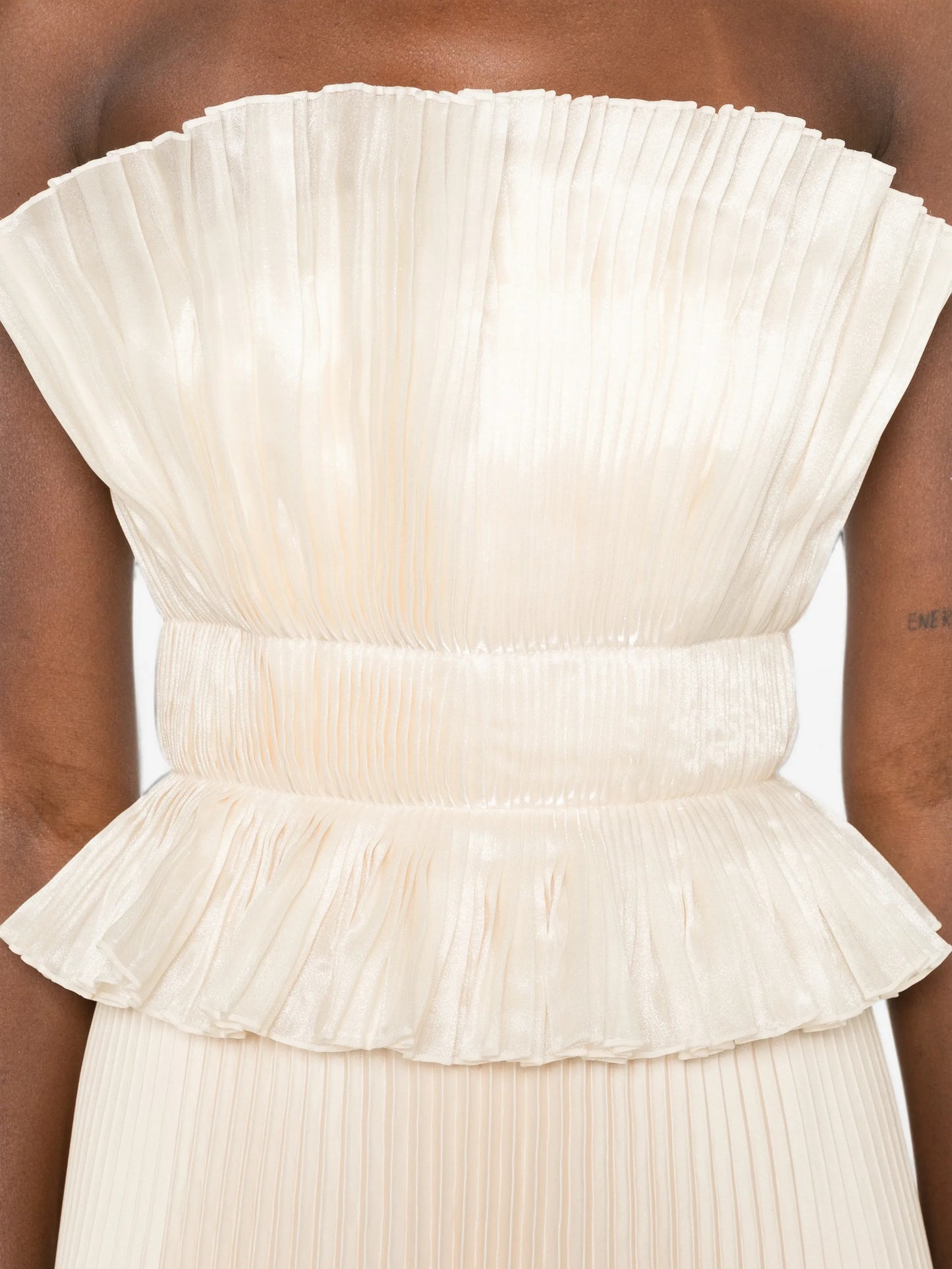 Masquerade pleated maxi dress