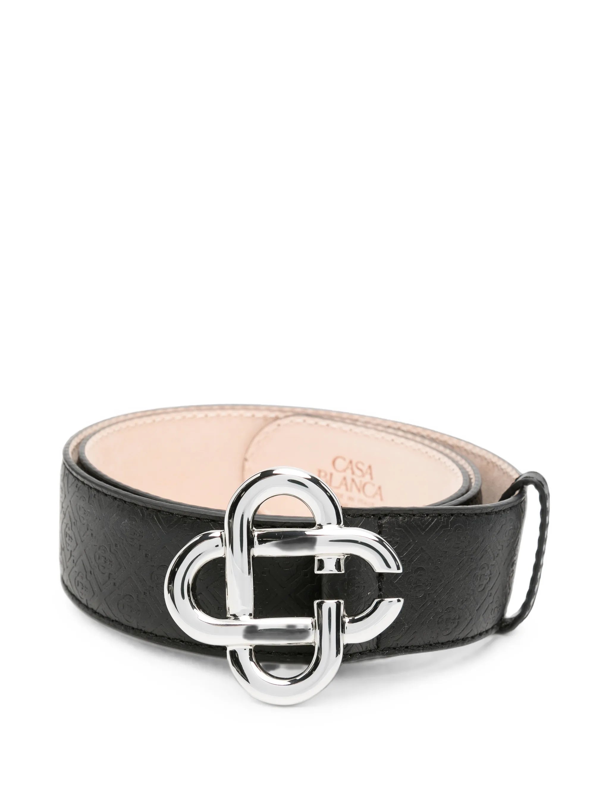 Monogram-embossed leather belt