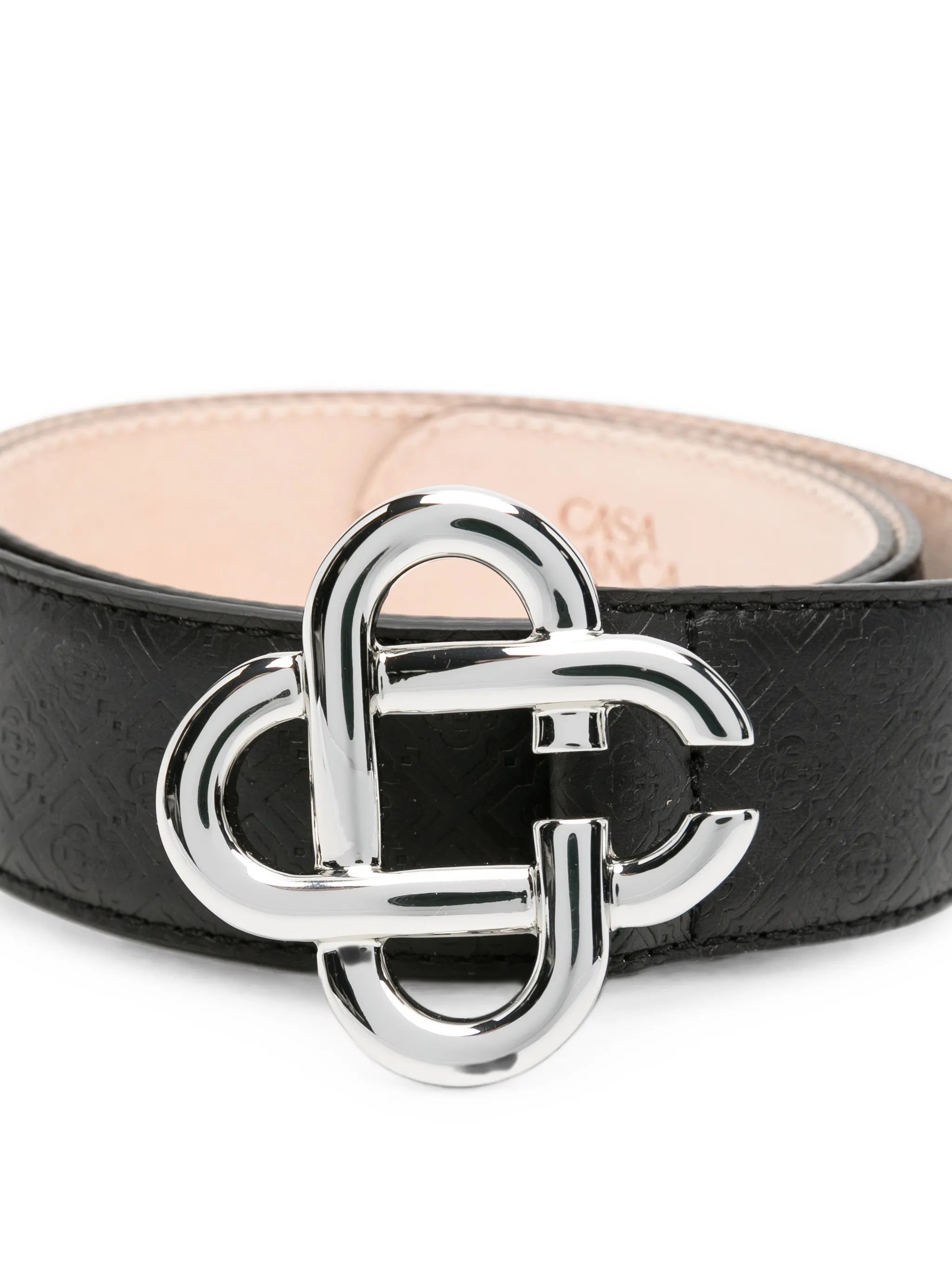 Monogram-embossed leather belt
