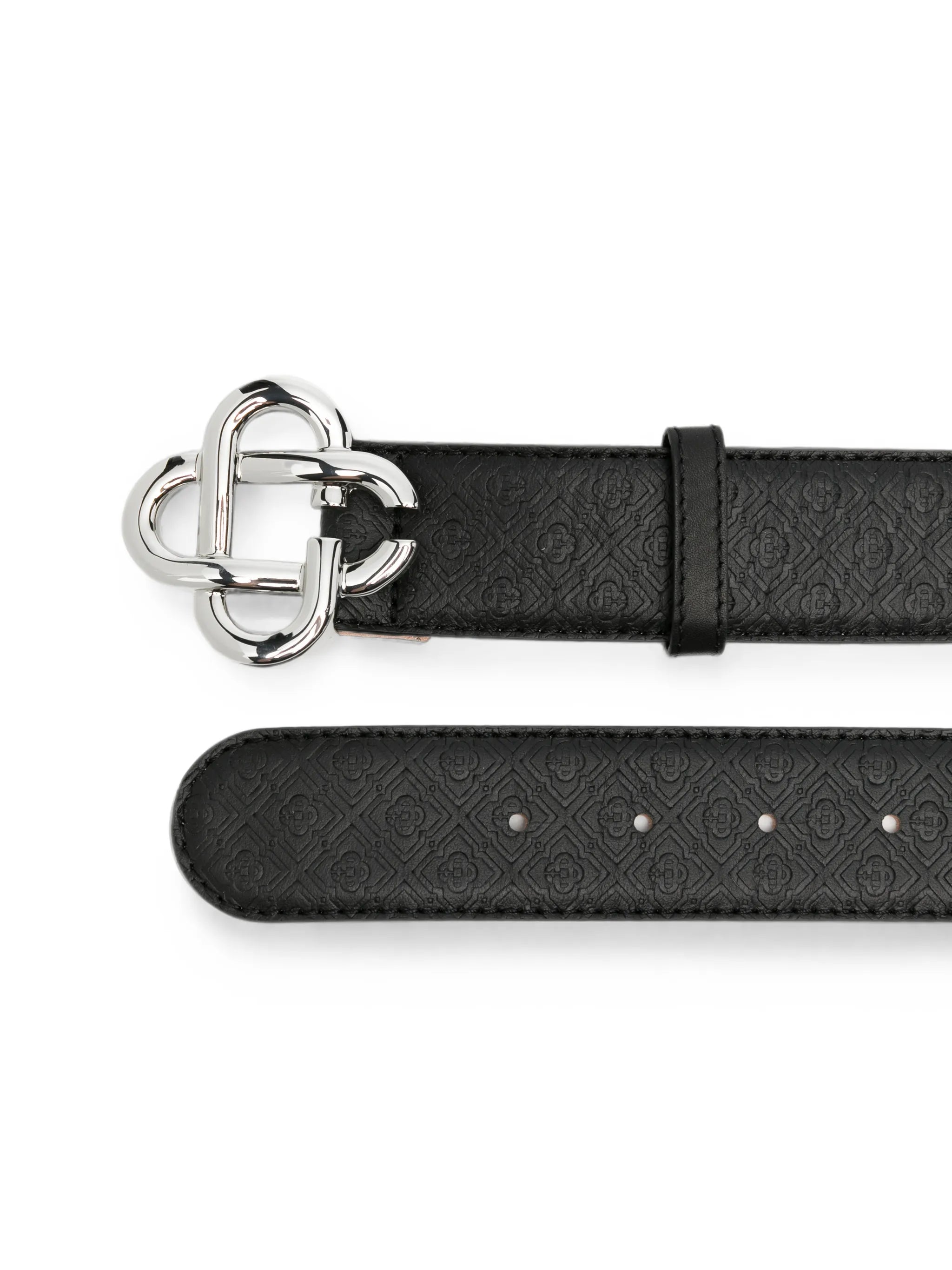 Monogram-embossed leather belt