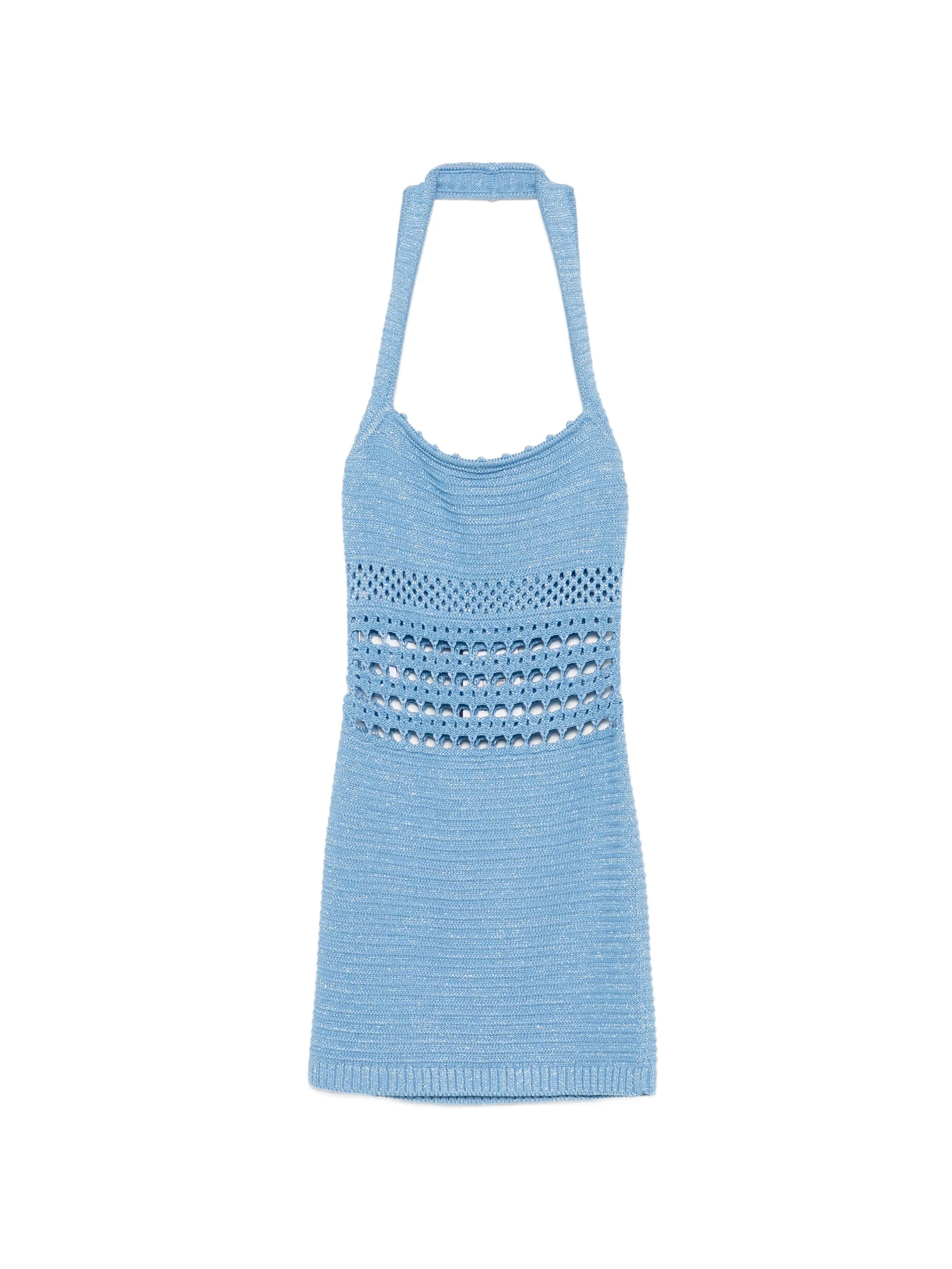 crochet-construction halterneck mini dress