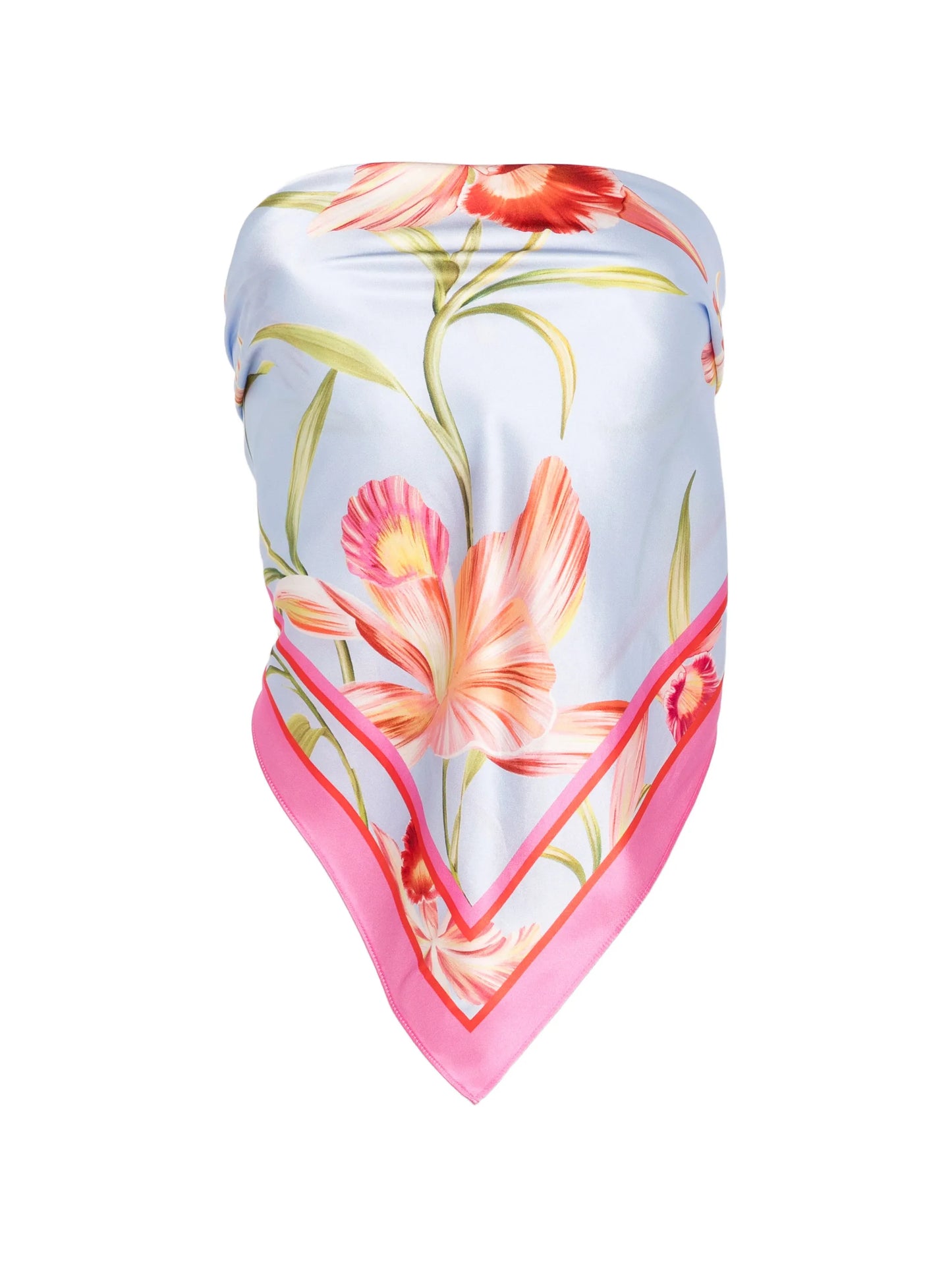 floral-print silk top