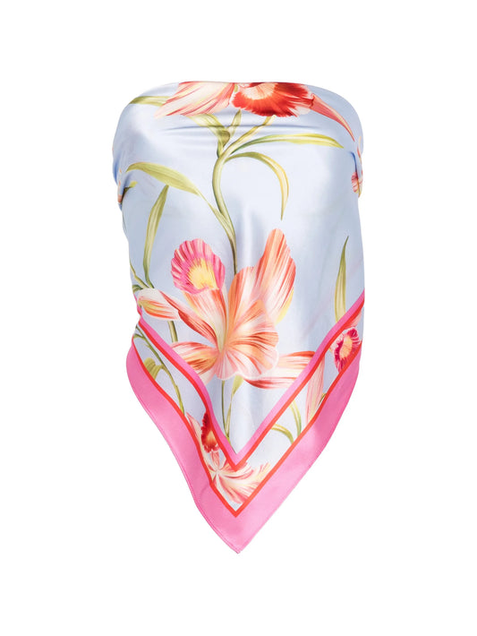 floral-print silk top