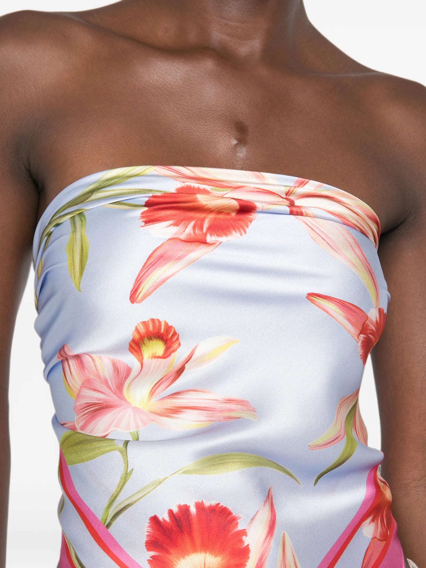 floral-print silk top