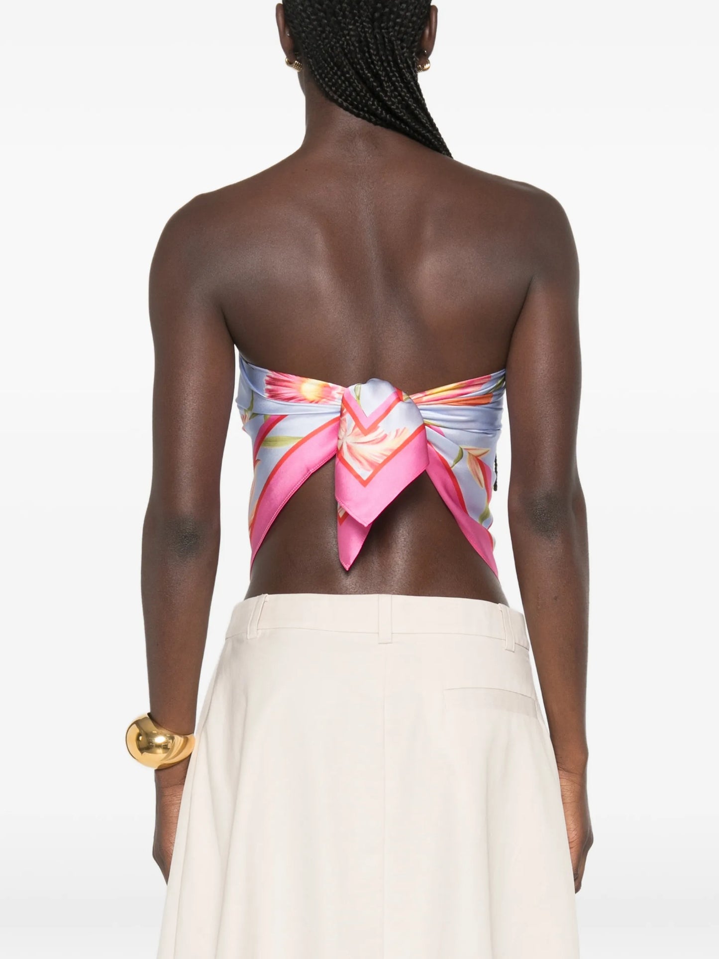 floral-print silk top