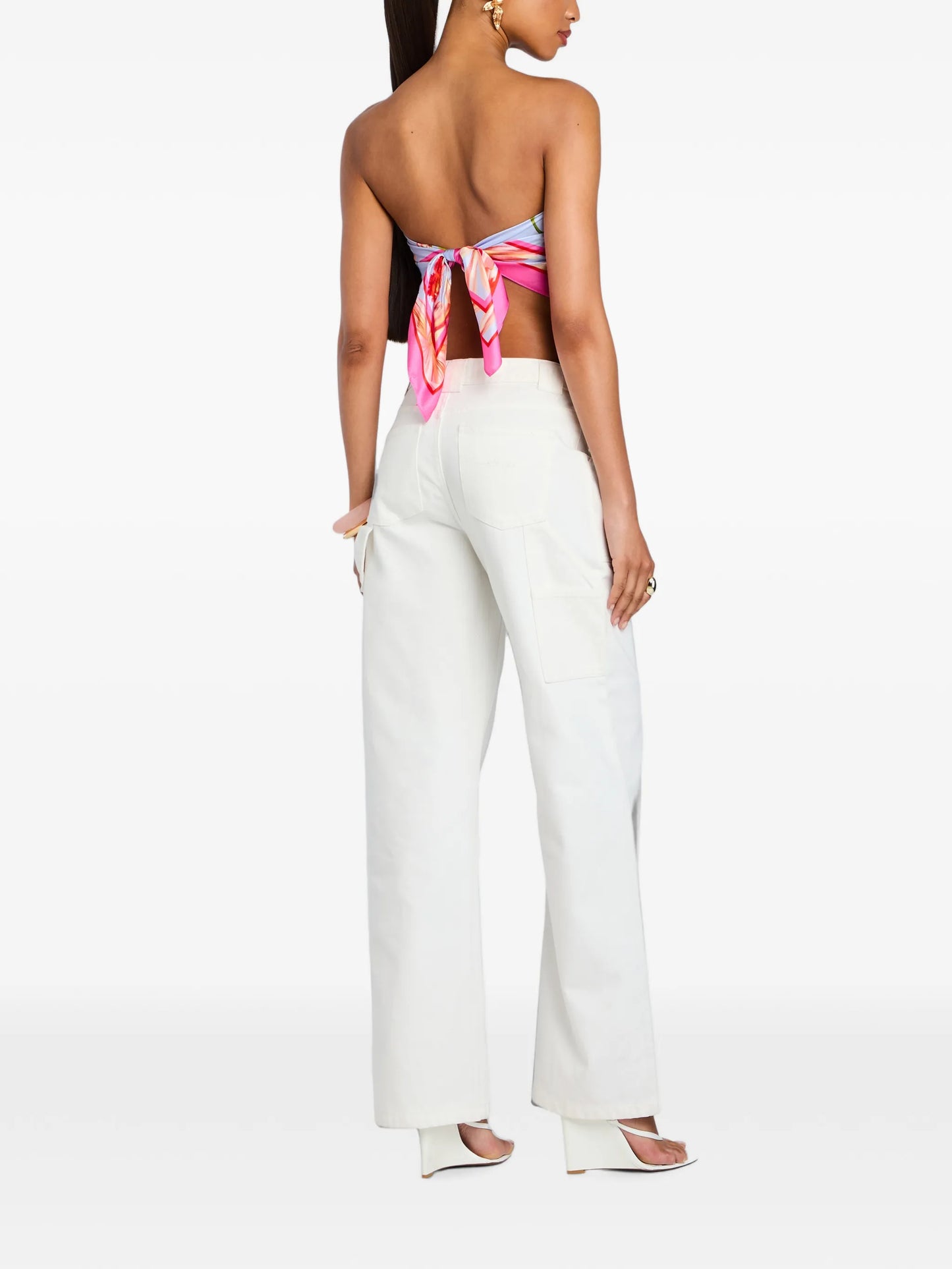 floral-print silk top