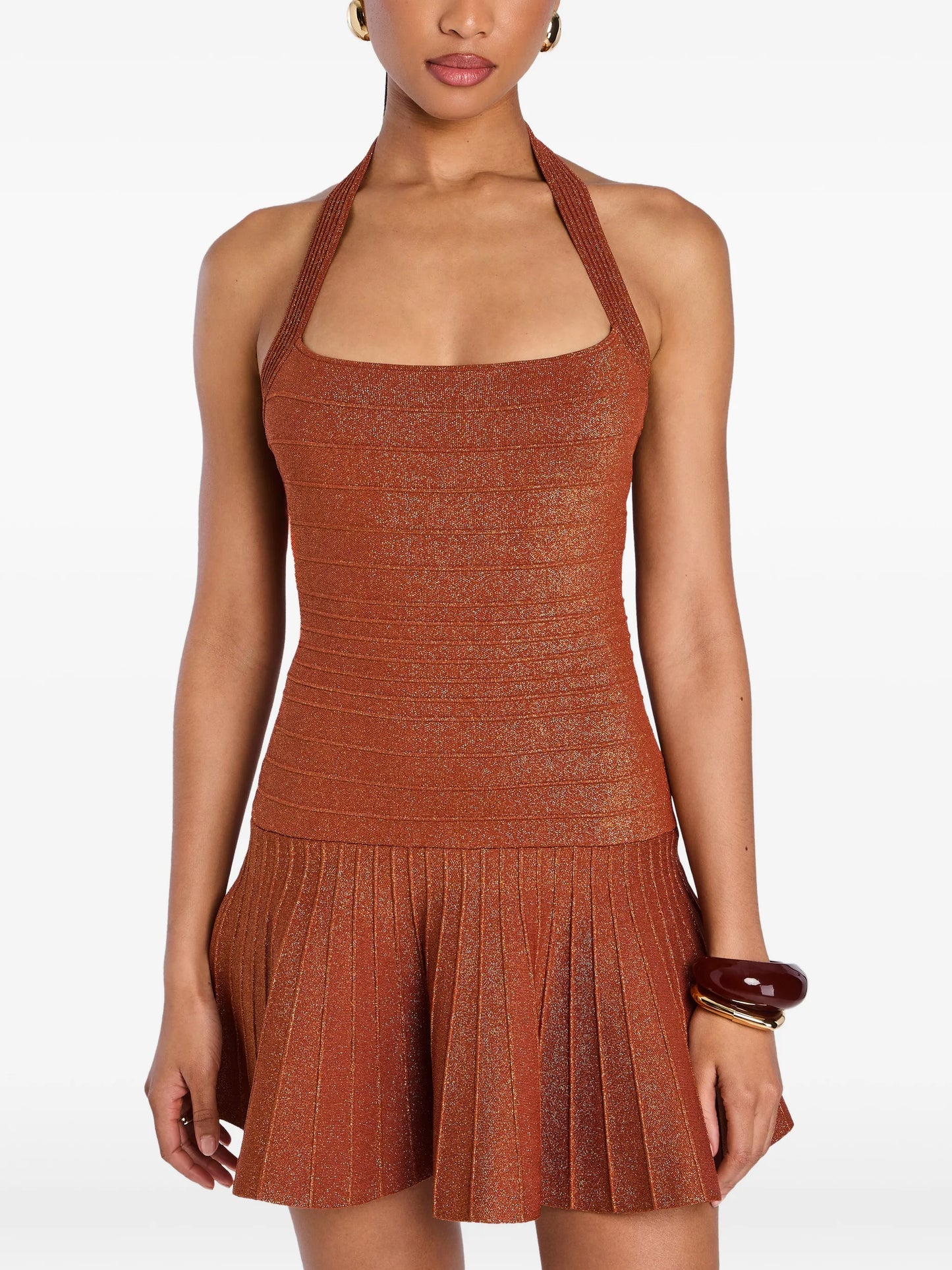 Serenna pleated-skirt mini dress