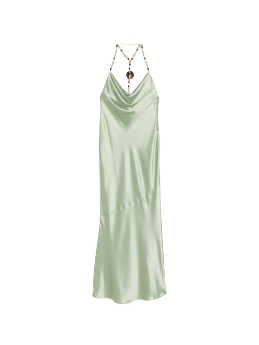 Odalis bead-embellished cowl-neck maxi dress