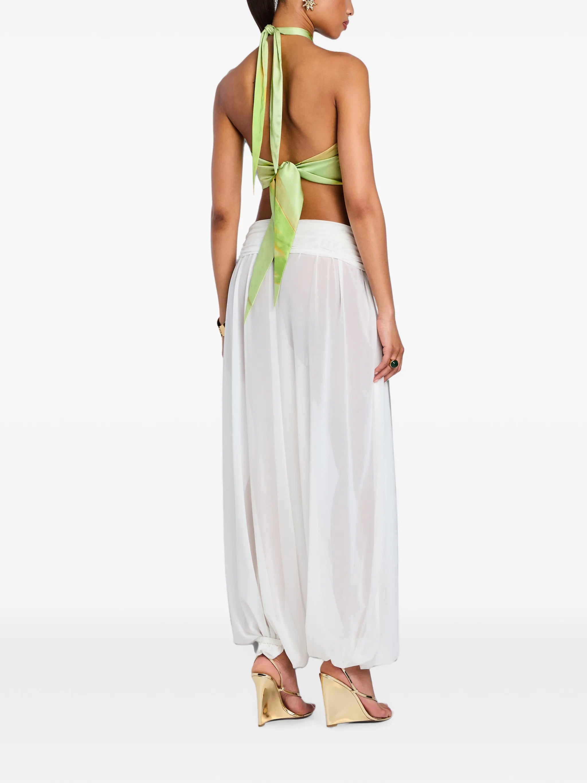 Jamie brushstroke-print halterneck top