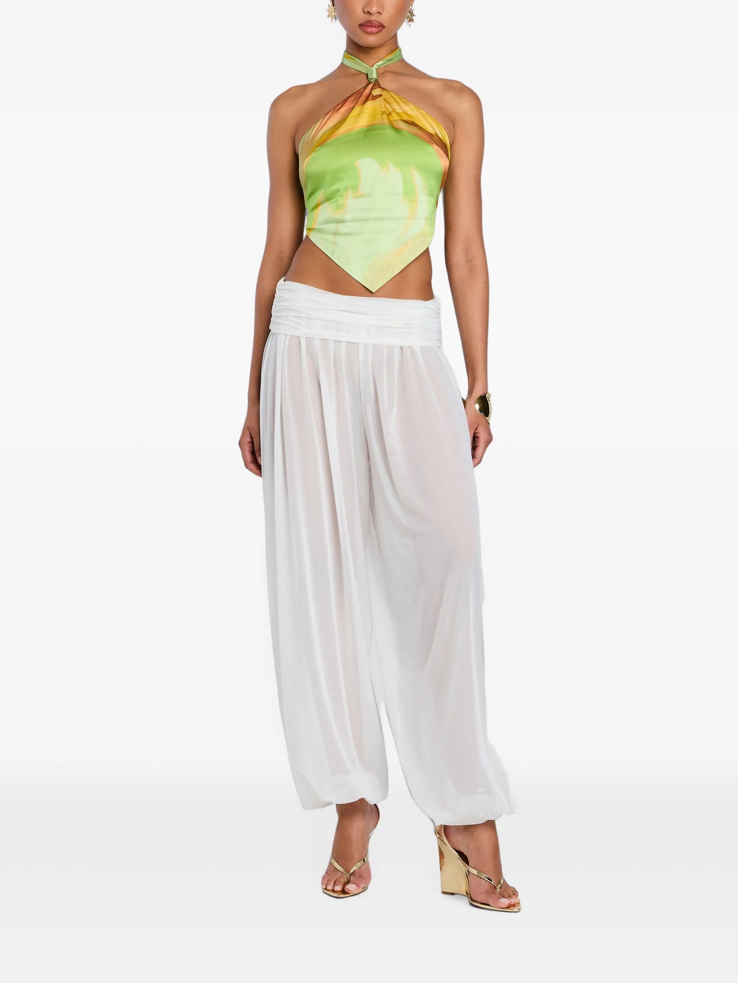 Jamie brushstroke-print halterneck top