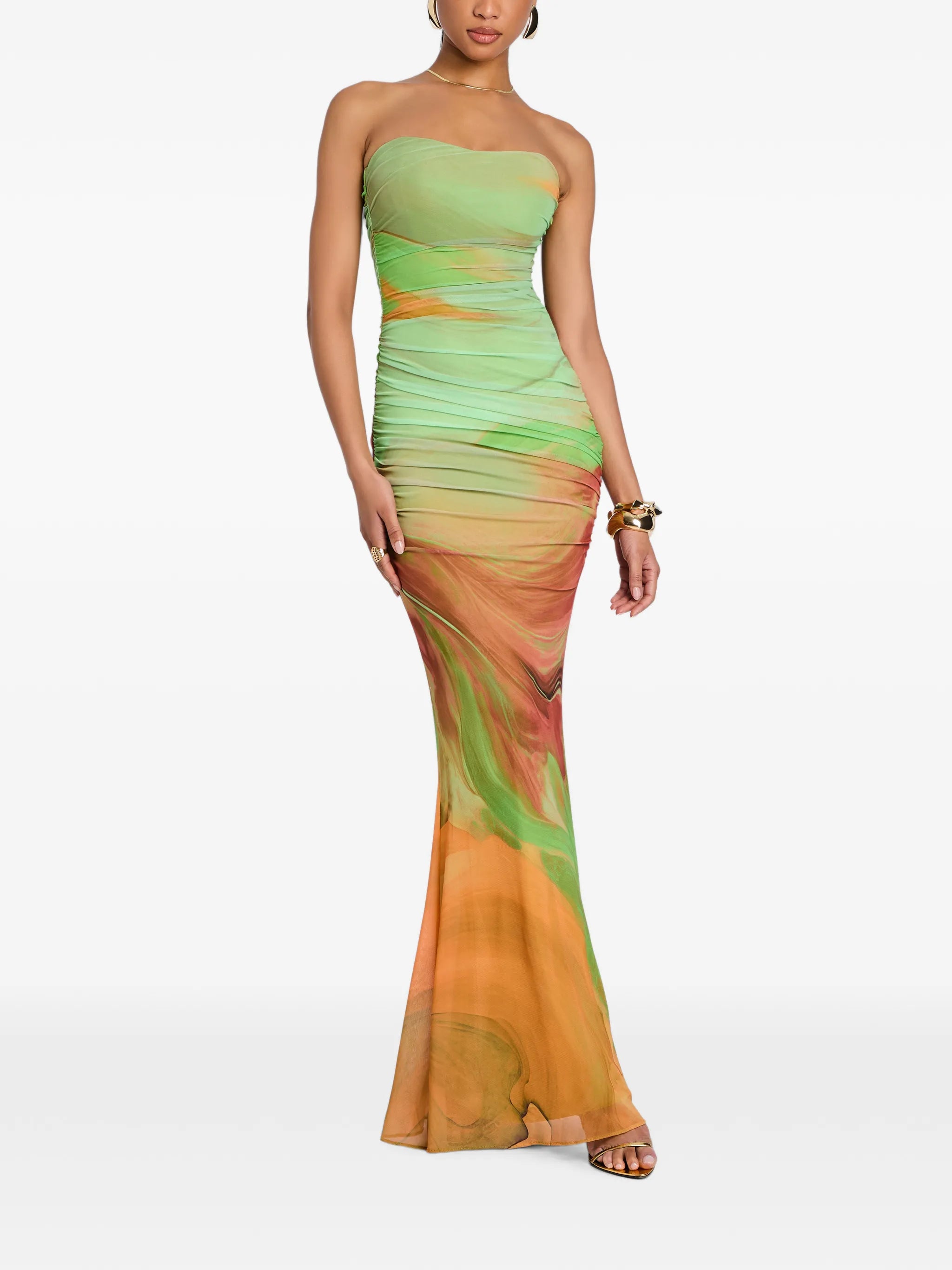 Isadore ruched mesh maxi dress