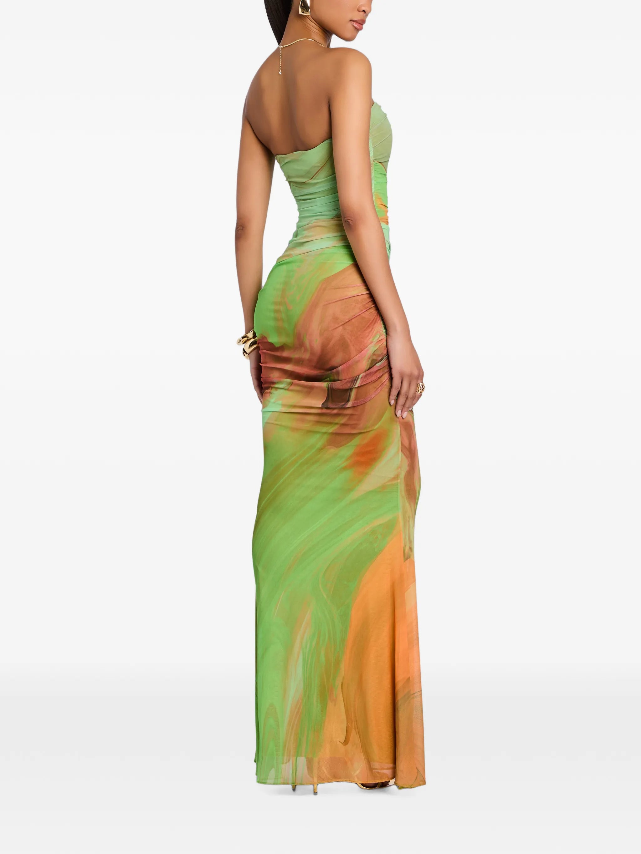 Isadore ruched mesh maxi dress