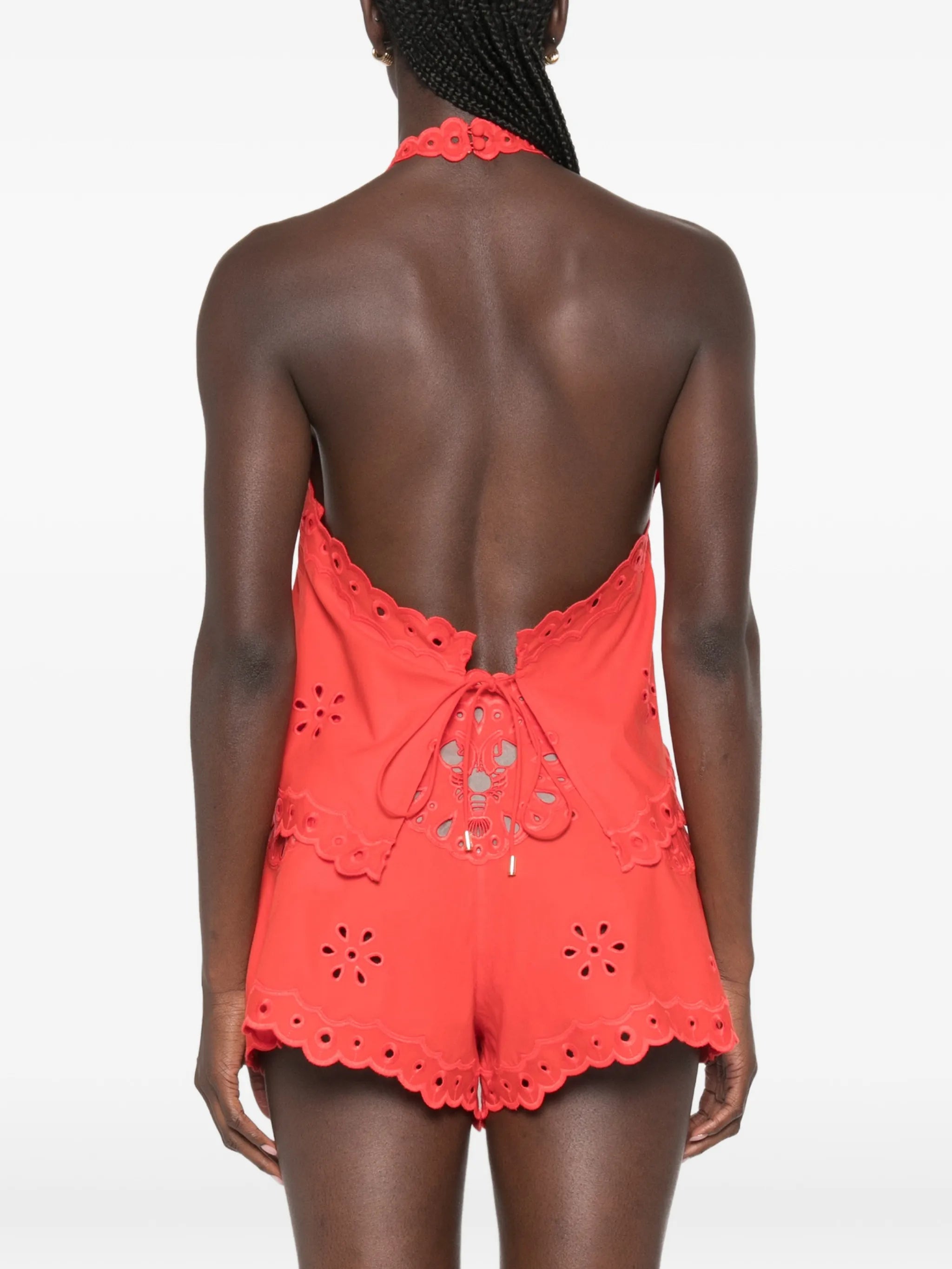 Caliane broderie-anglaise halterneck top