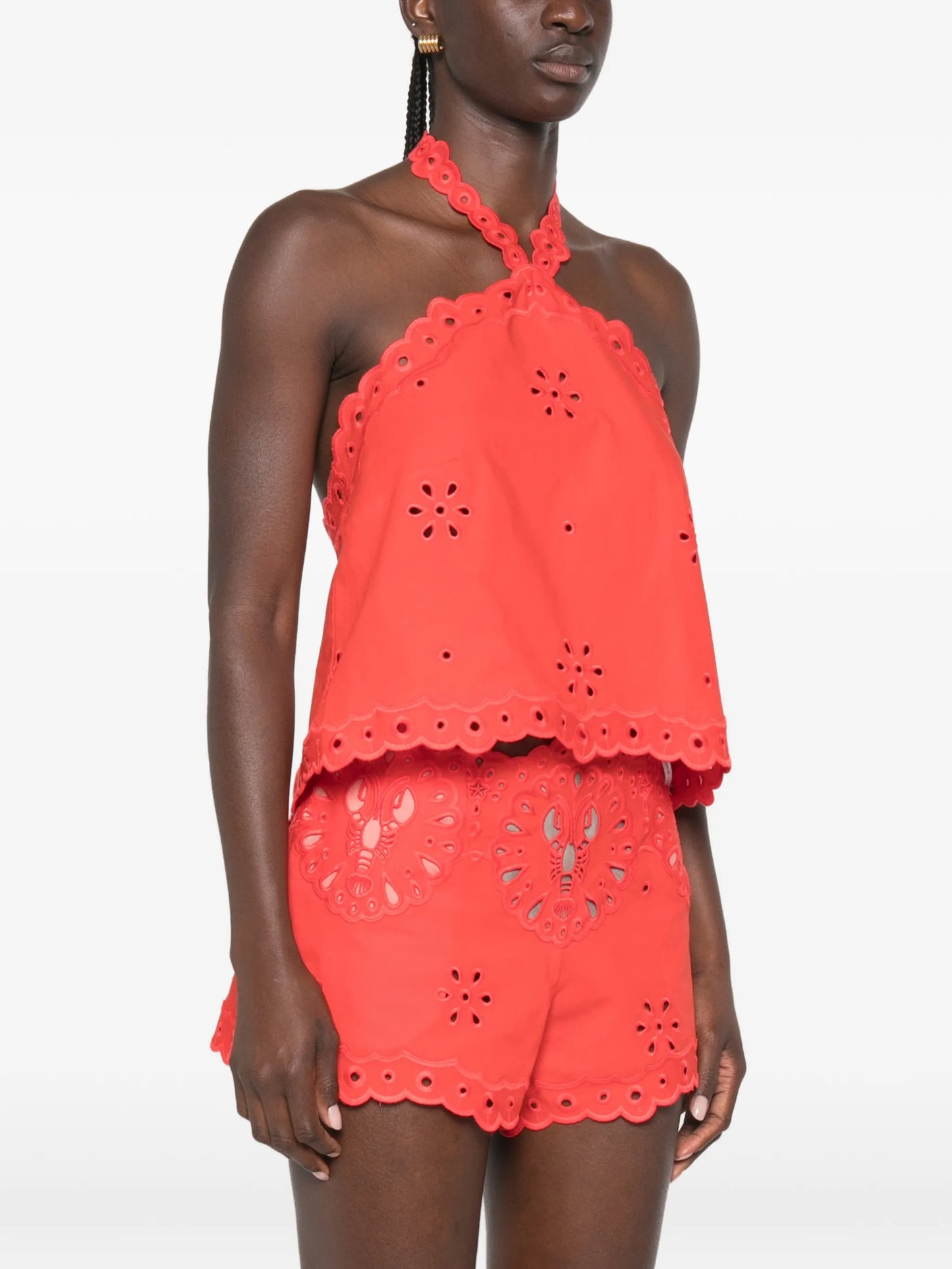 Caliane broderie-anglaise halterneck top