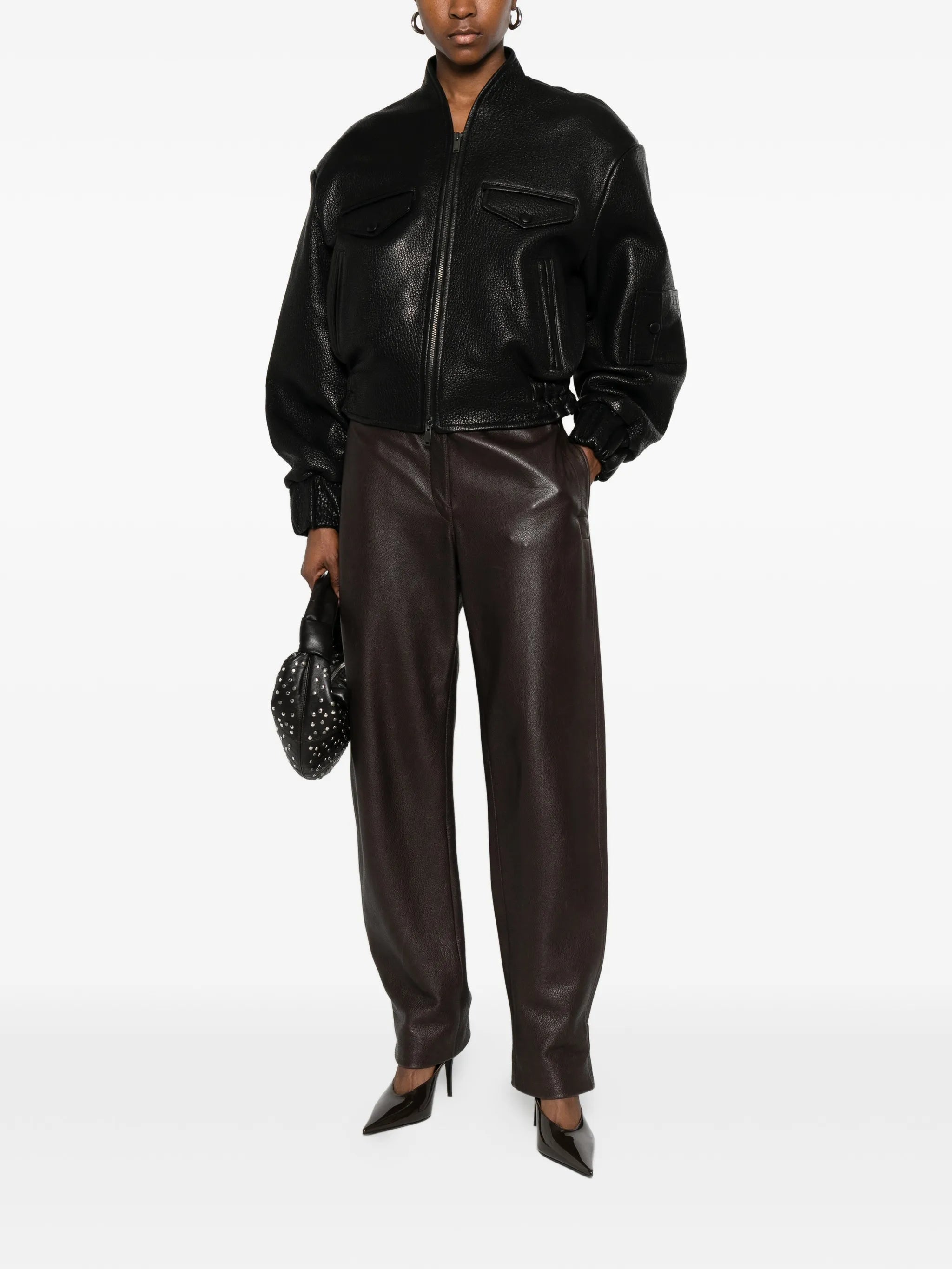 Frankie pebbled leather jacket
