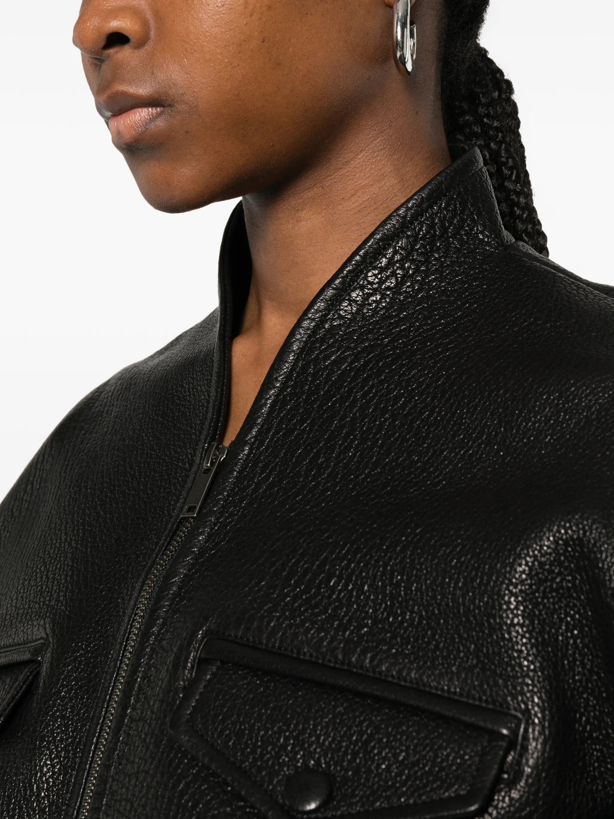 Frankie pebbled leather jacket