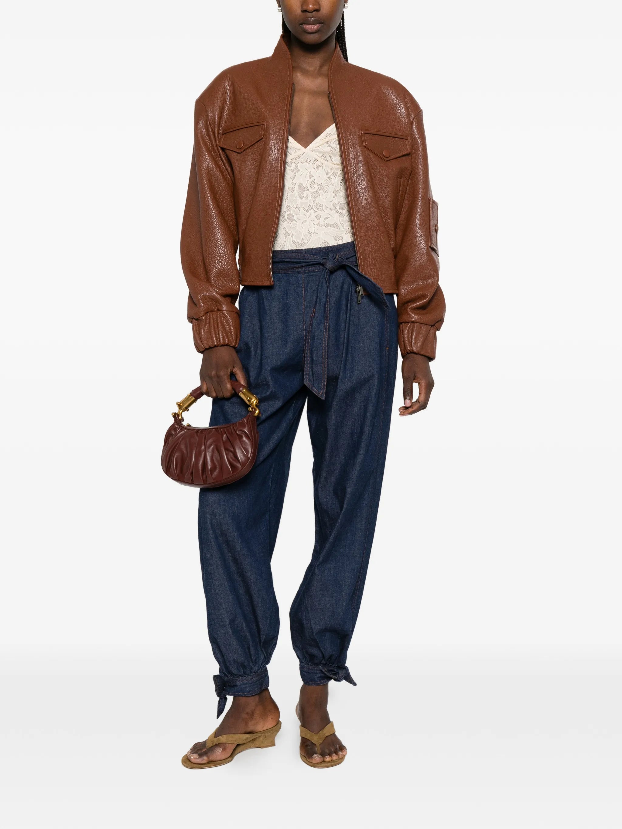Frankie pebbled leather jacket