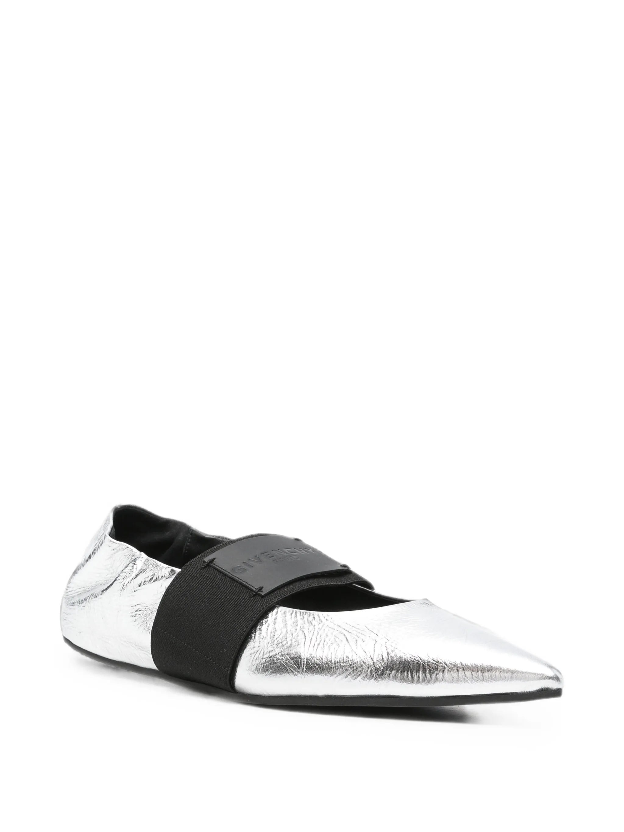 Crush wrinkled-effect leather ballet flats