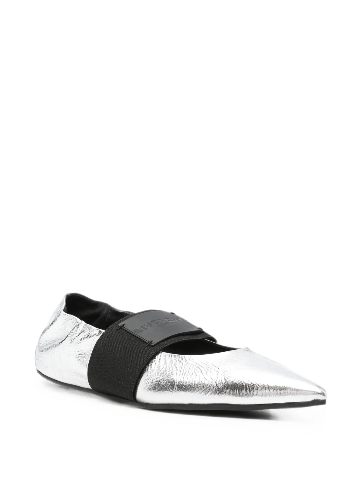 Crush wrinkled-effect leather ballet flats