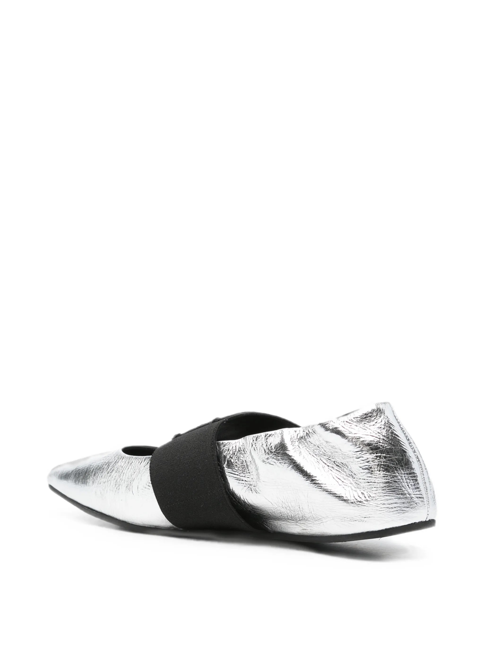 Crush wrinkled-effect leather ballet flats