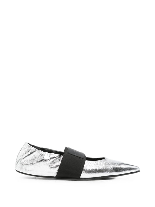 Crush logo-patch ballet flats