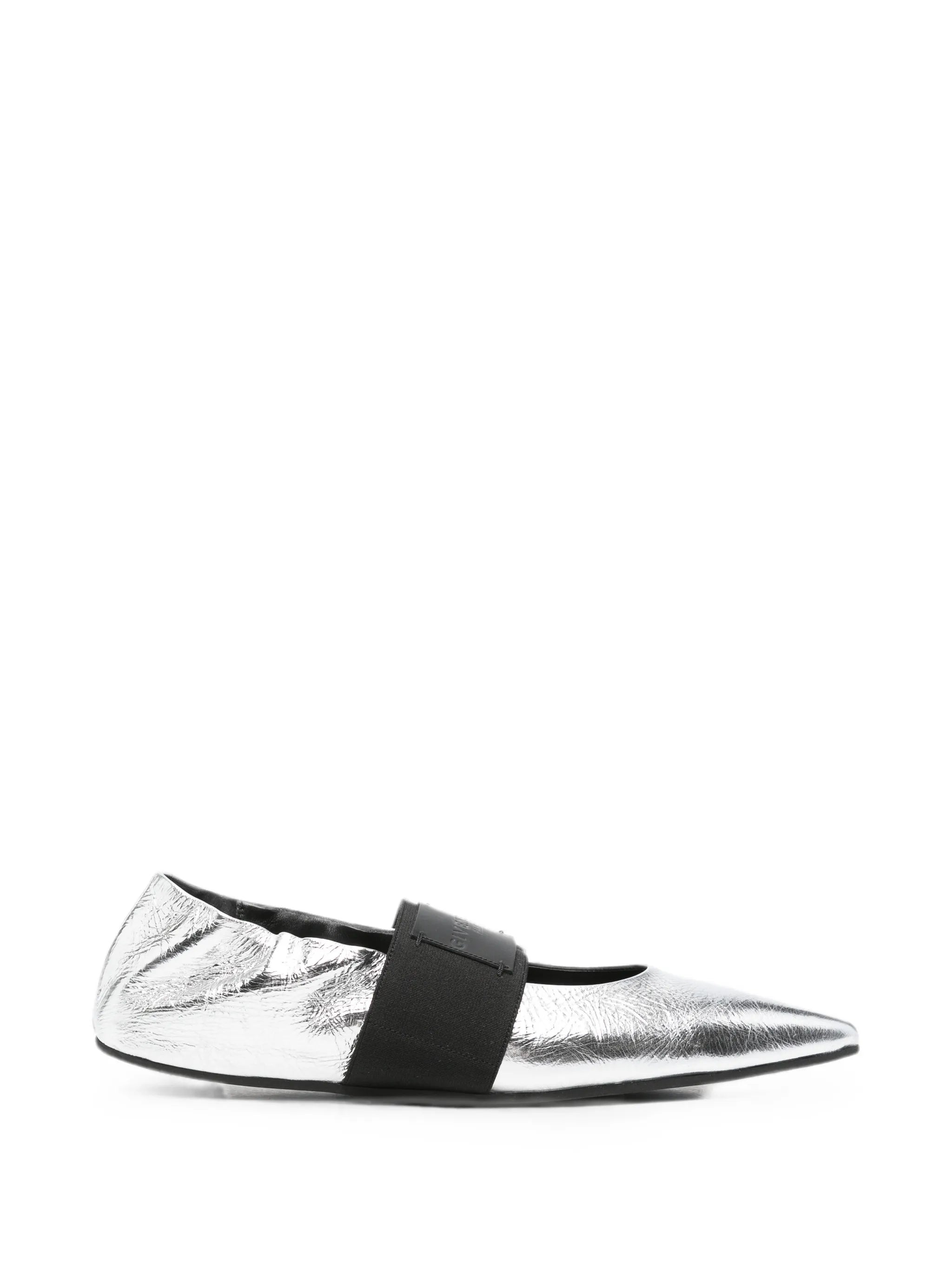 Crush wrinkled-effect leather ballet flats