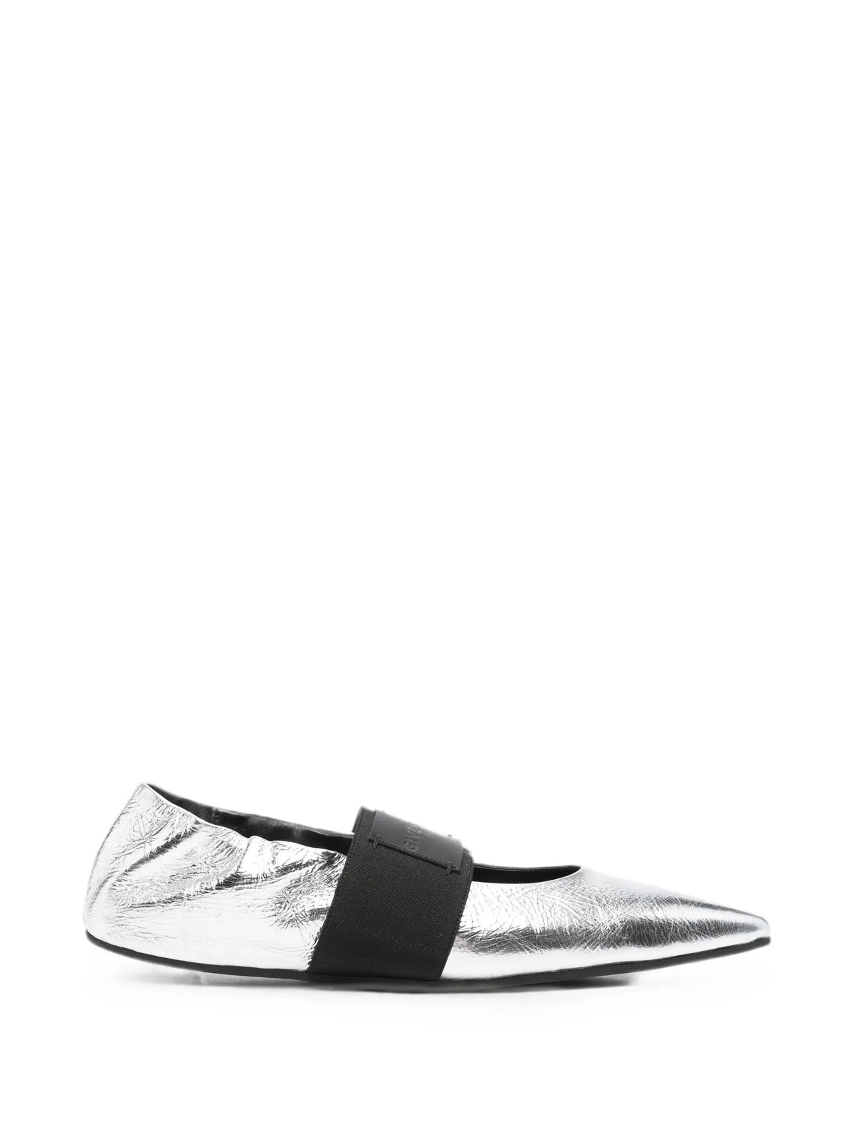 Crush wrinkled-effect leather ballet flats