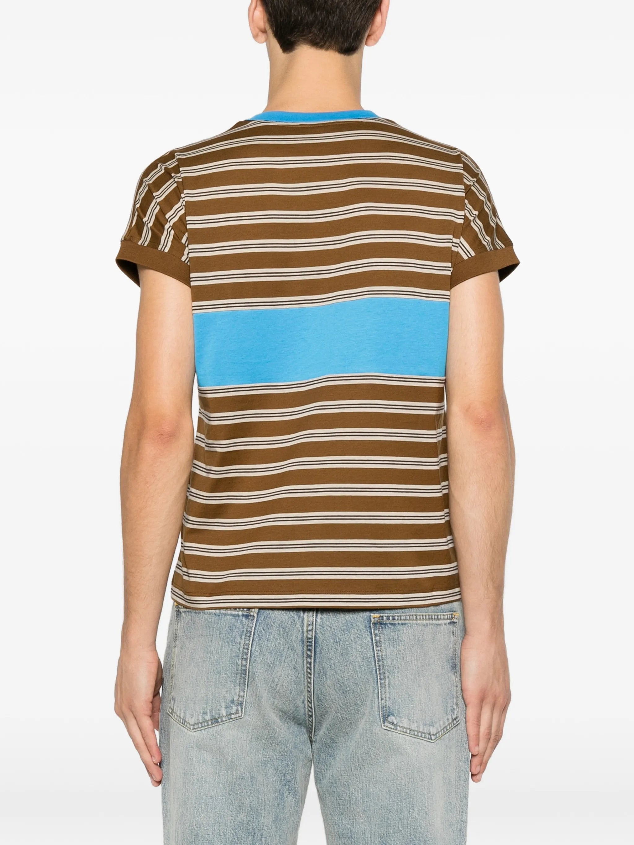 logo-embroidered striped T-shirt