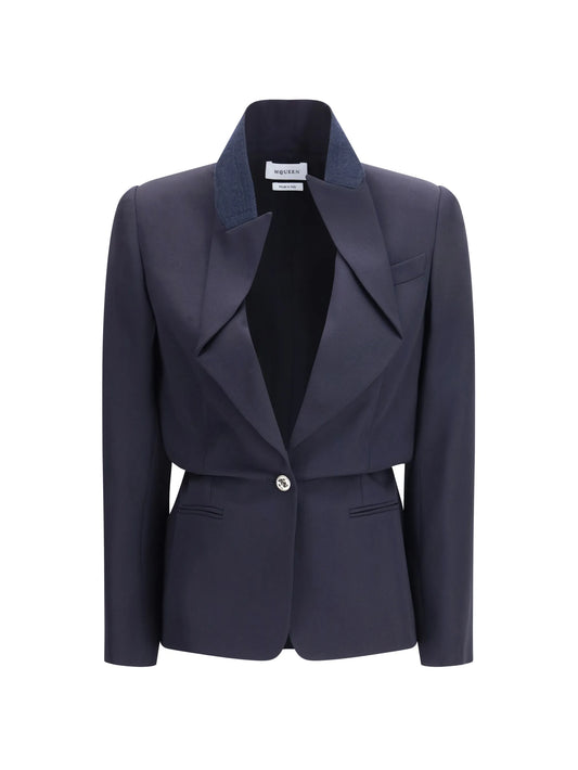 folded-lapel single-breasted jacket