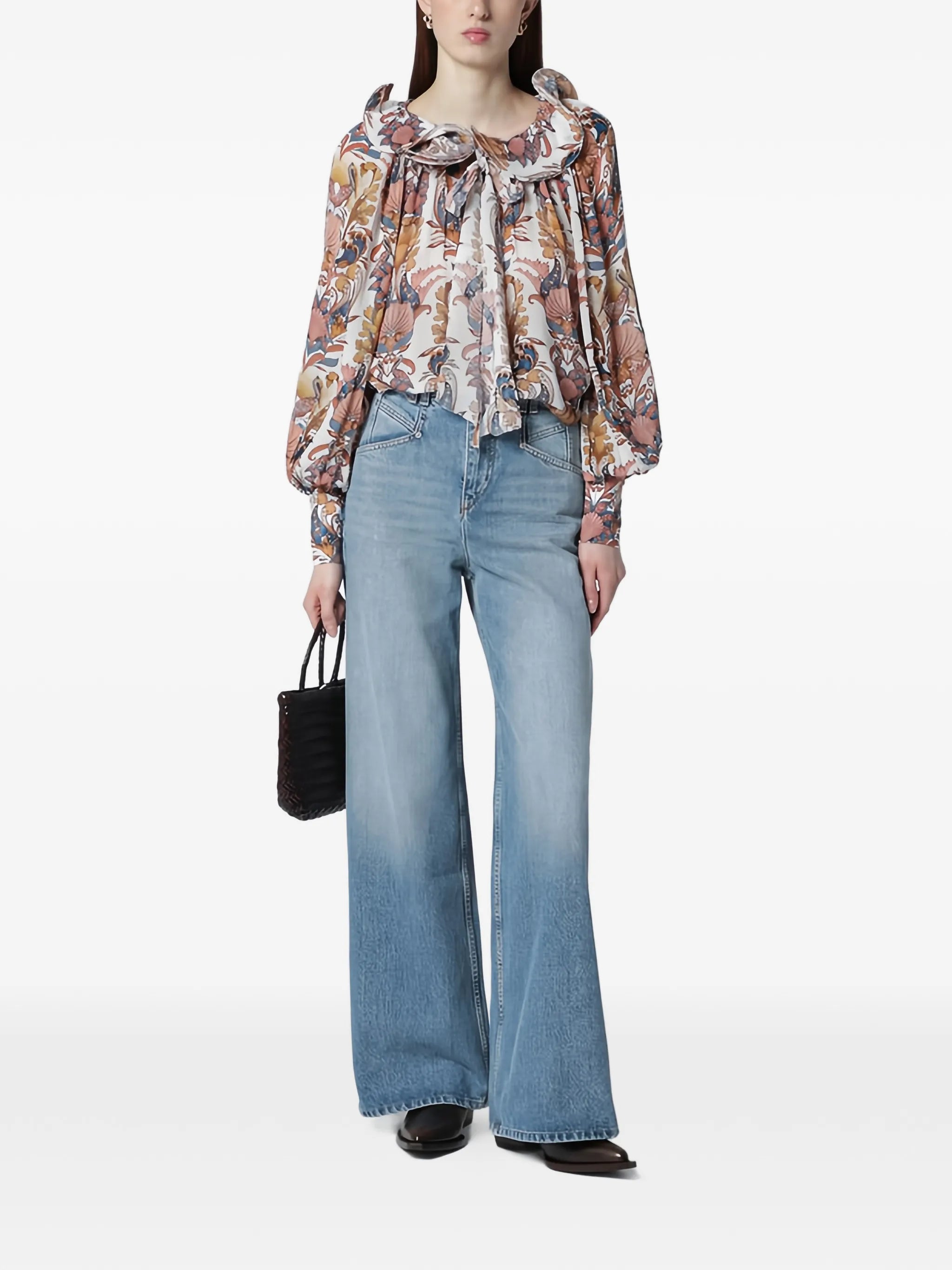 Off-White Sea Garden ruffled long sleeve blouse