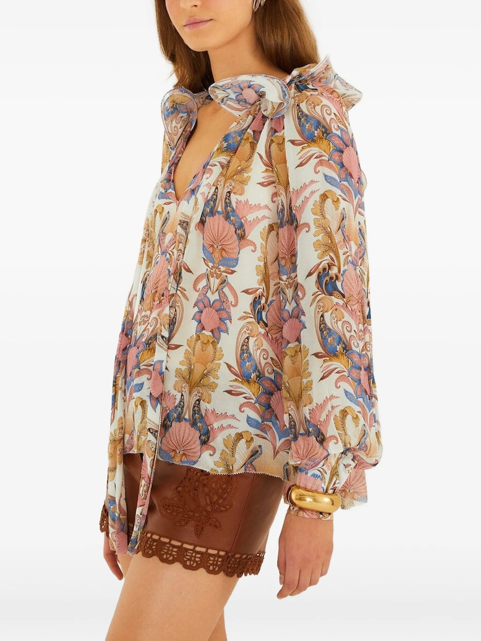 Off-White Sea Garden ruffled long sleeve blouse
