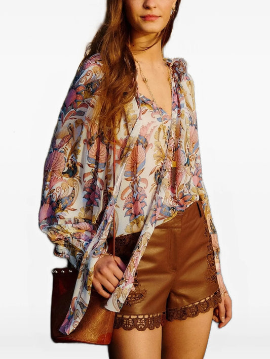 Off-White Sea Garden ruffled long sleeve blouse