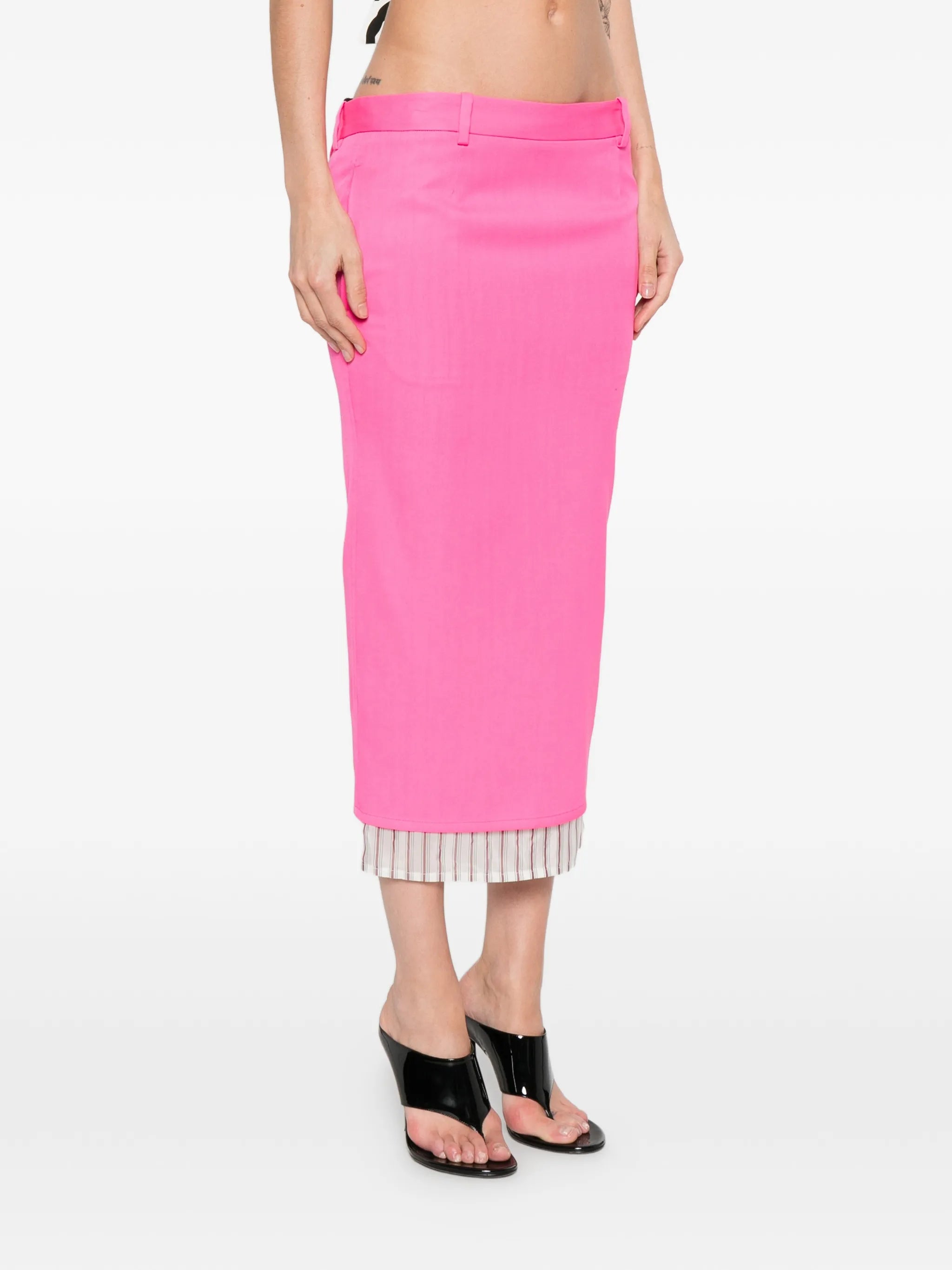 striped-trim midi skirt