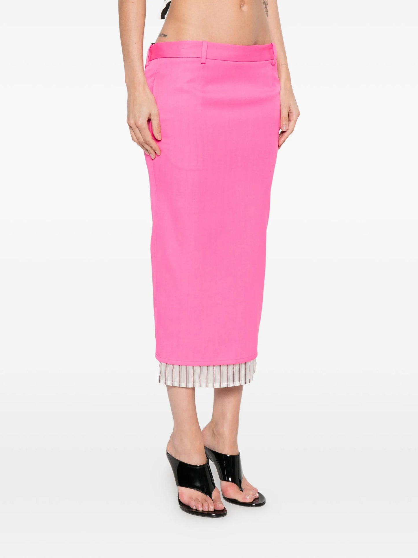striped-trim midi skirt