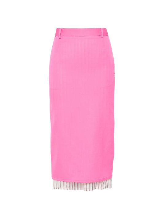 striped-trim midi skirt