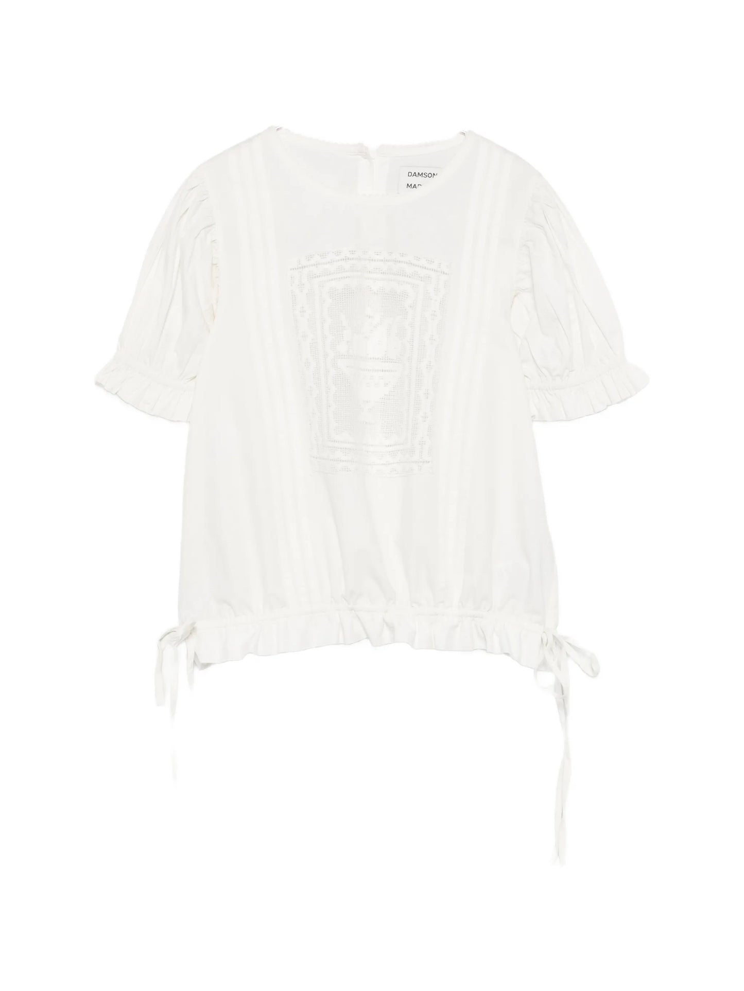 Mabel lace-panelled puffed-sleeve blouse