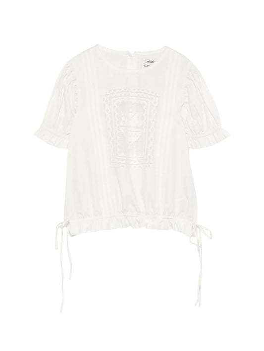 Mabel lace-panelled puffed-sleeve blouse