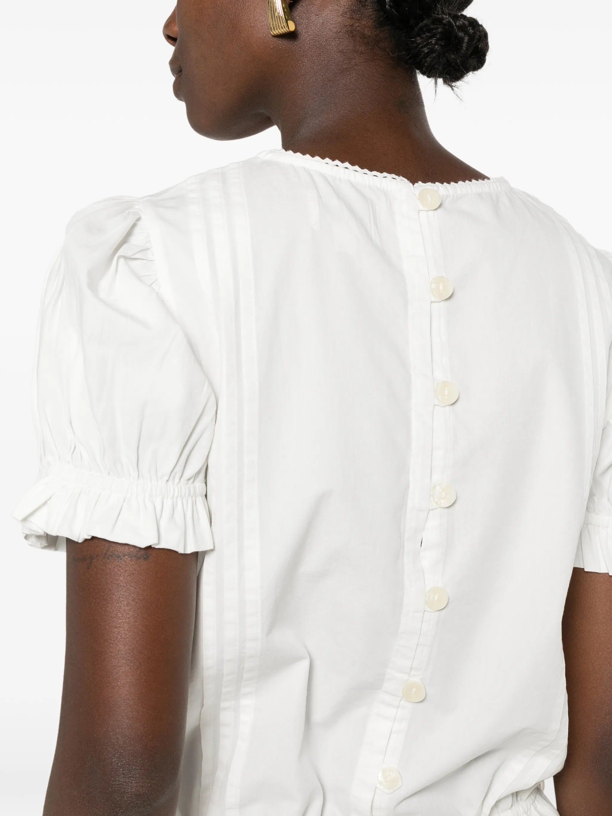Mabel lace-panelled puffed-sleeve blouse