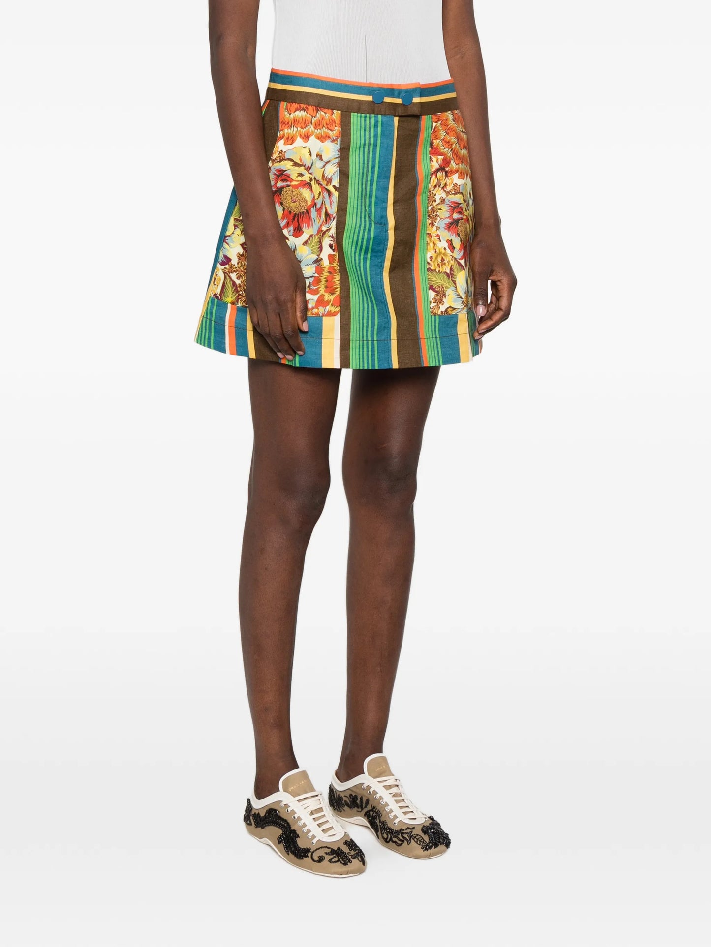 Charlie floral-print striped skirt