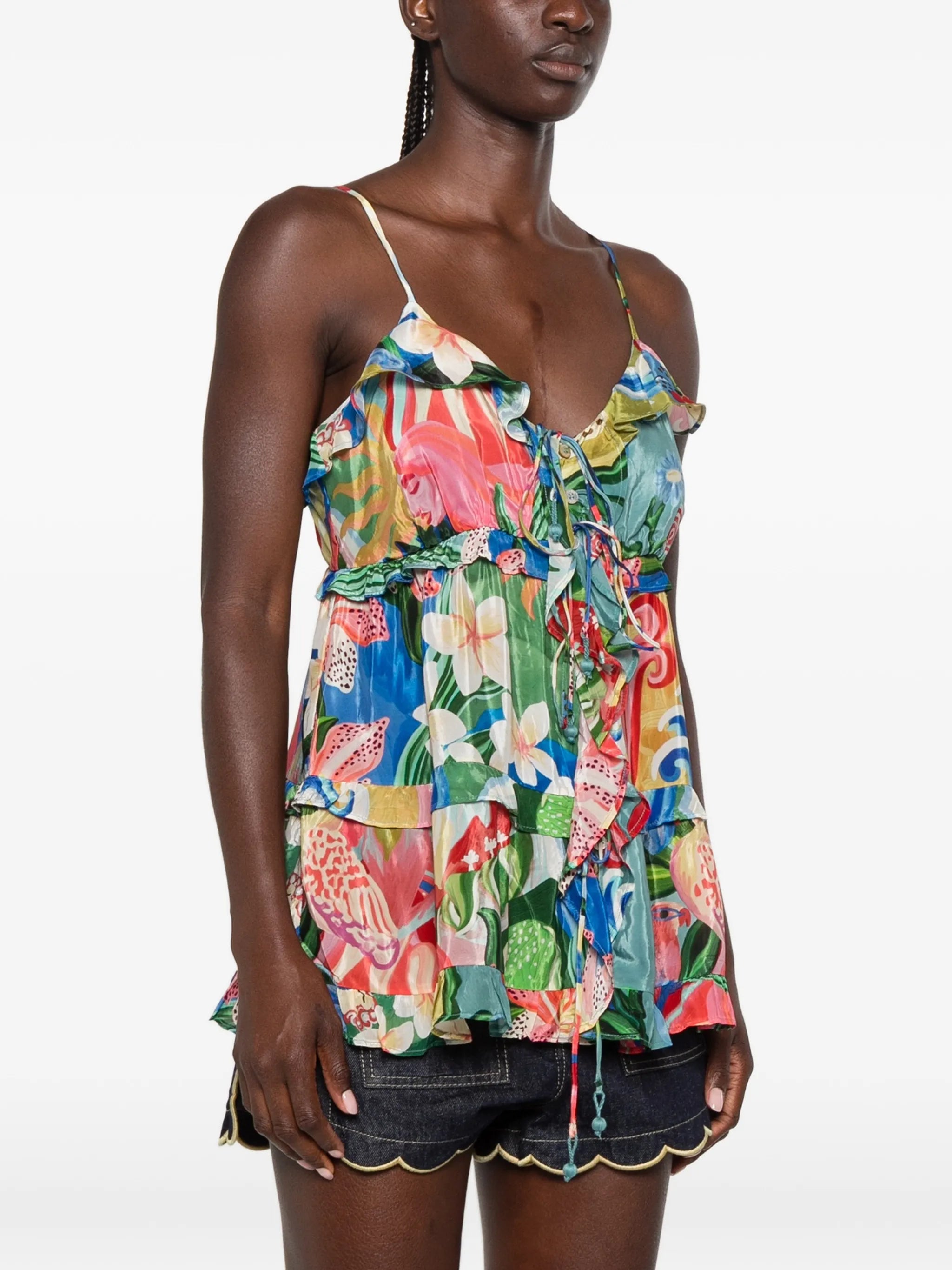 garden of life front ties ruffled blouse
