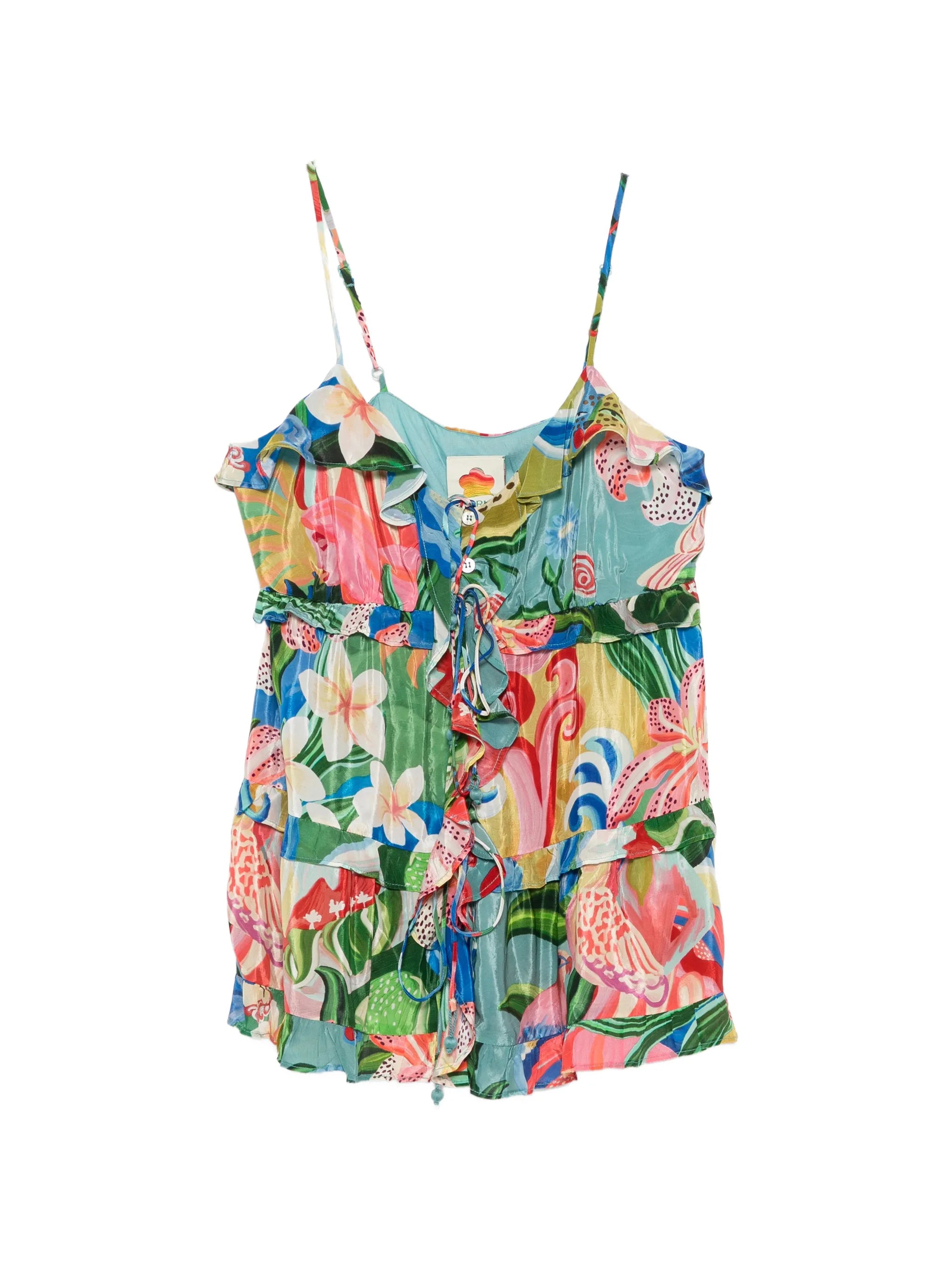 garden of life front ties ruffled blouse