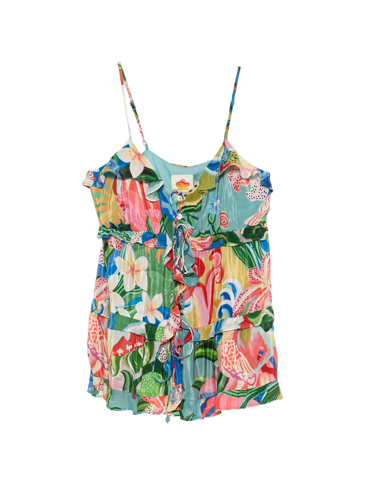 garden of life front ties ruffled blouse